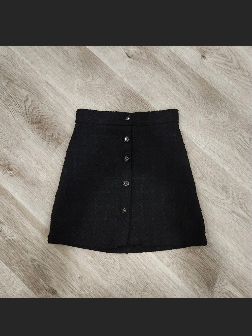 H&M Black Button-Front Mini Skirt